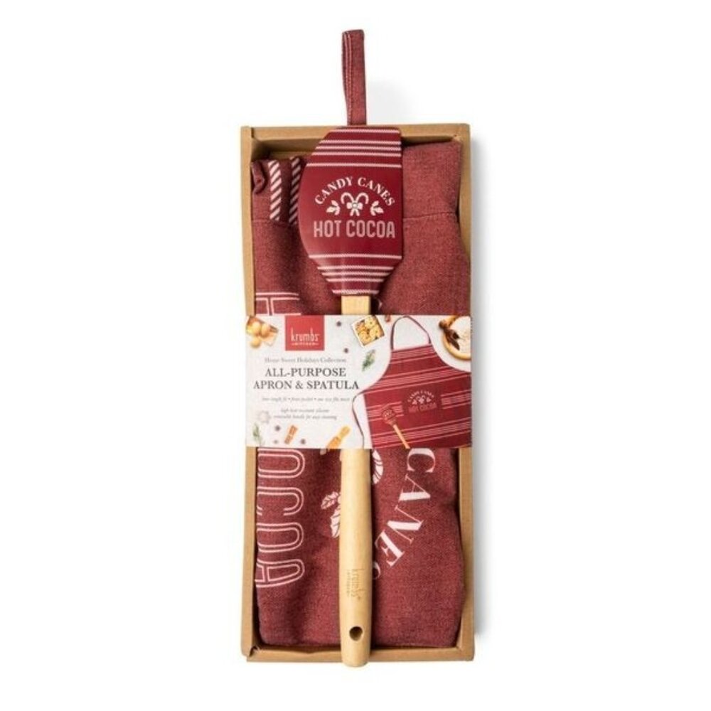 Holidays All-Purpose Apron & Spatula Set Hot Cocoa GREAT GIFT!